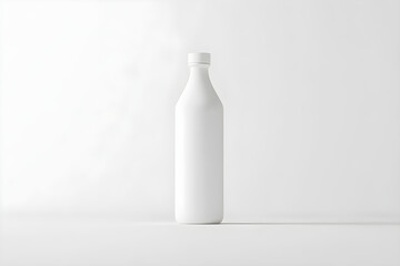 Minimalist Aesthetic of Opaque White Glass Bottle on a White Canvas