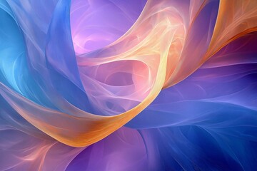 Abstract Swirling Pastel Hues: Blue, Purple, Orange Digital Art