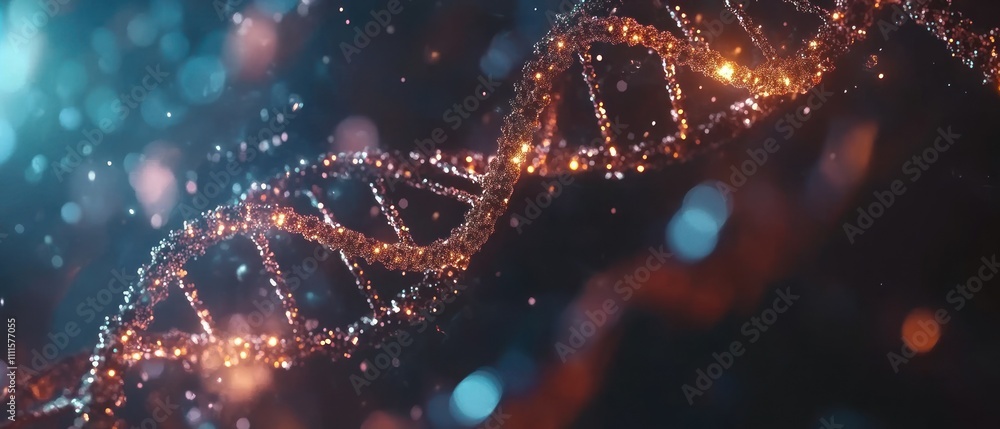 Poster abstract representation of dna strands in a colorful background