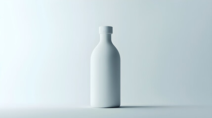 Minimalist Aesthetic of Opaque White Glass Bottle on a White Canvas