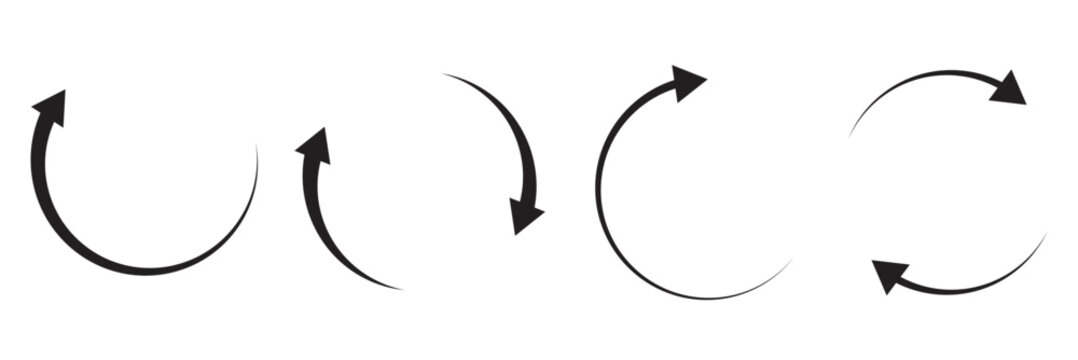 Circle Arrow icon set vector illustration, refresh, reload, Set of circle arrows rotating, different circular arrows of black color isolated, recycle sign, Arrow clock wise rotating symbol, arrow sign