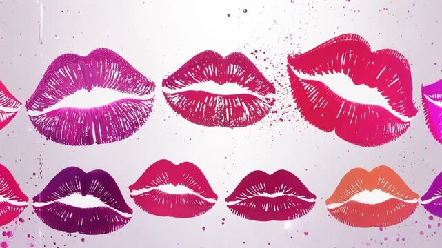 Romantic print with lips seamless pattern. Modern lips icons. generative ai