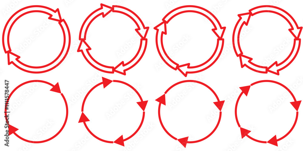 Poster spin circular arrow red color vector for background design.