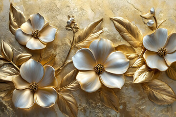 Golden Floral 3D Illustration