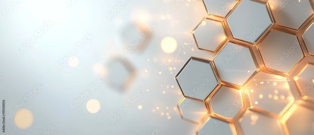 Poster abstract honeycomb pattern with glowing elements
