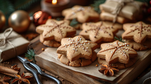 Festive Gingerbread Cookies with Christmas Decorations