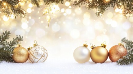 Twinkling Lights and Golden Decorations Background