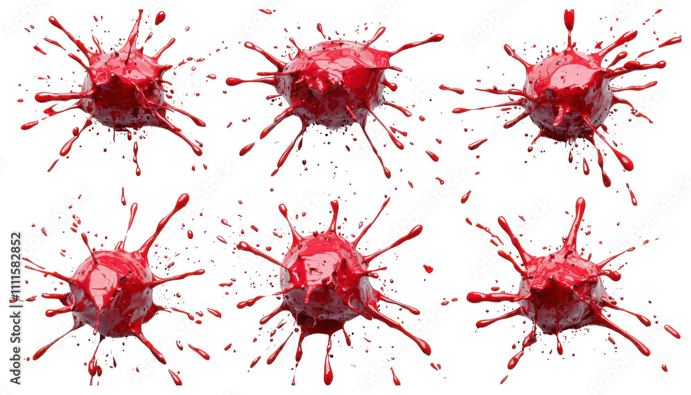 Poster red paint splatter 3d render abstract background dynamic splashes high resolution