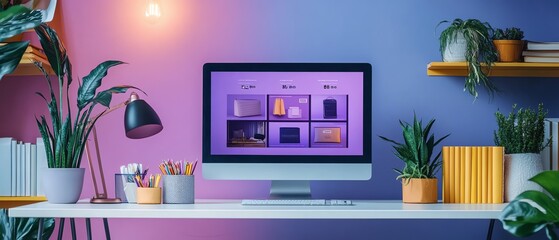 Interactive online store interface displaying popular discounts, sale items, and dynamic search results, modern design with sleek navigation and bright offers