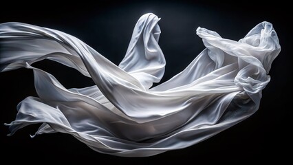 Fototapeta premium Ethereal White Fabric Flow, Panoramic Abstract
