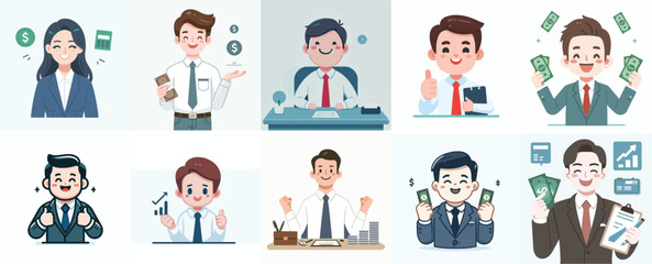 Vector Set of a Chief Financial Officer in a Simple Flat Design Style