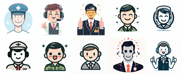 Vector Set of a Chief Operating Officer (COO) in a Simple Flat Design Style