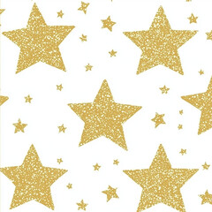 Glittering gold stars create joyful and festive seamless pattern