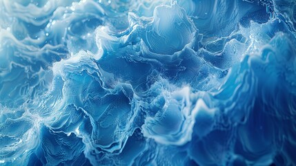 Obraz premium A conceptual image of watercolor blue waves with a white crystalline structure effect, Ai Generative.