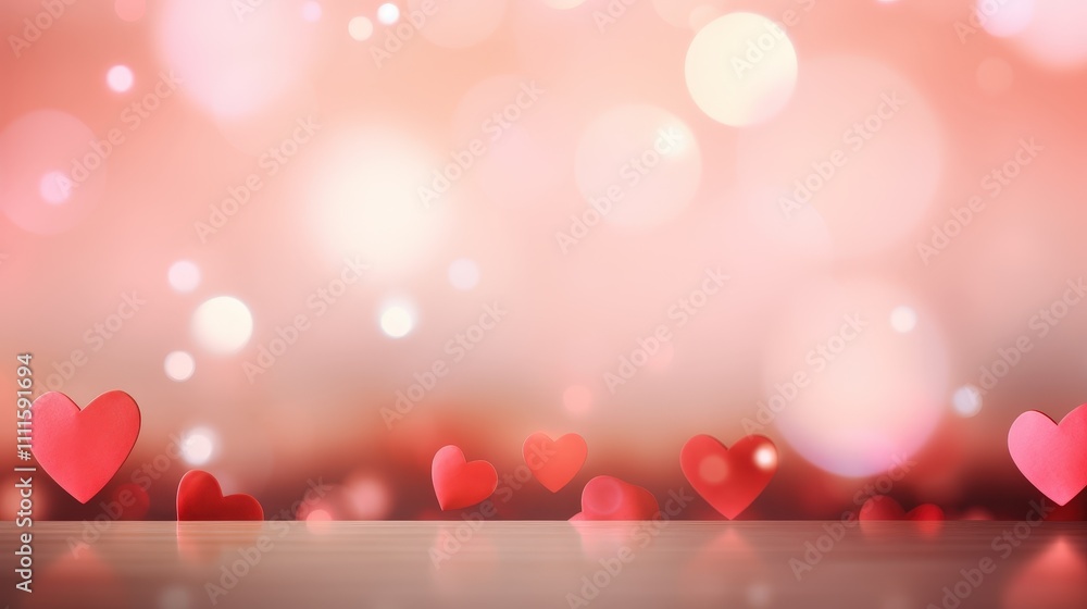 Aufkleber soft focus background with floating hearts and gentle bokeh effects in warm tones for romantic and s