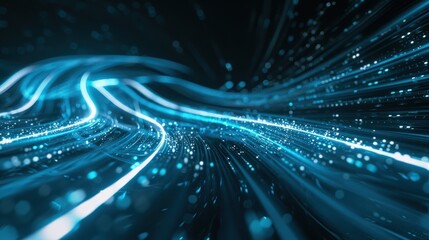 background with blue glowing lines and light rays, high speed photography