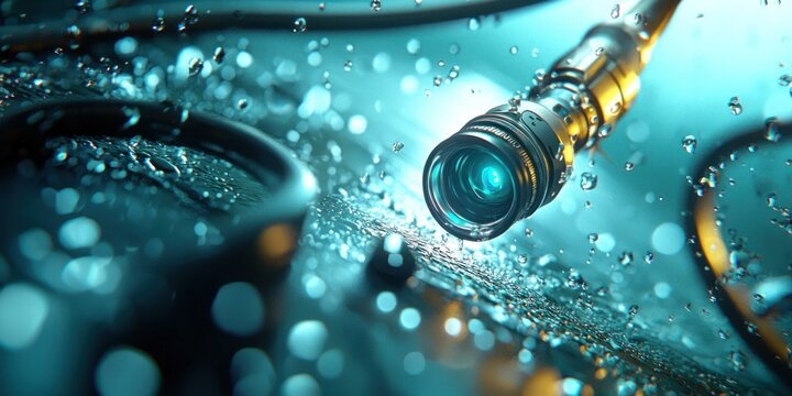 A medical professional uses a flexible endoscope for a detailed examination, focusing on precision and patient care.