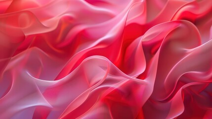 Obraz premium Red and pink background with three-dimensional smooth red waves.