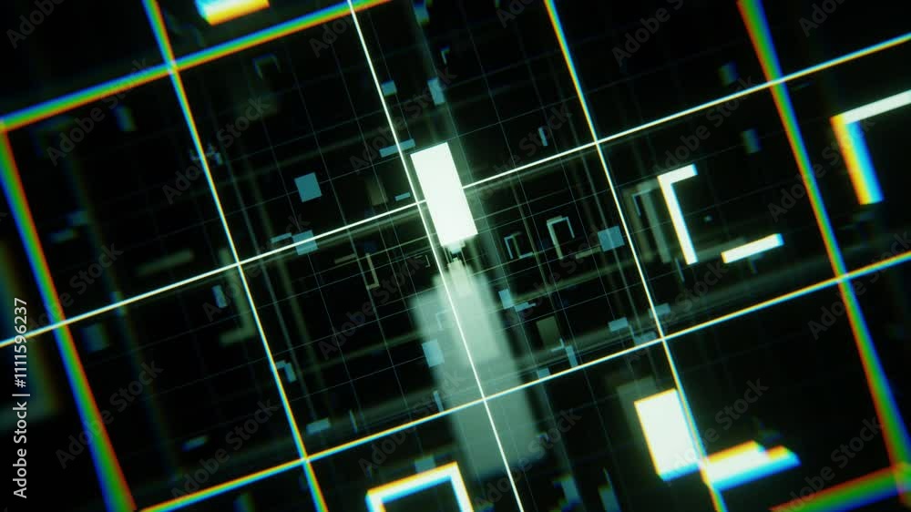 Aufkleber blockchain technology loop, digital cyberspace technology, digital technology matrix abstract backgr