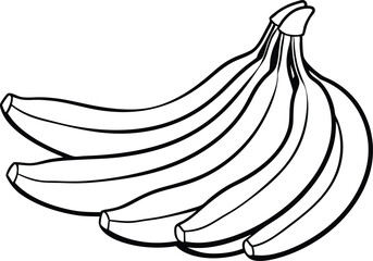 Black and White Drawing of a Bunch of Bananas