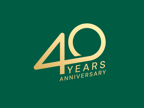 40th Anniversary luxury gold celebration with Connected italic numbers logo typography vector design concept. Forty years anniversary gold template for celebration event, invitation, greeting, card.