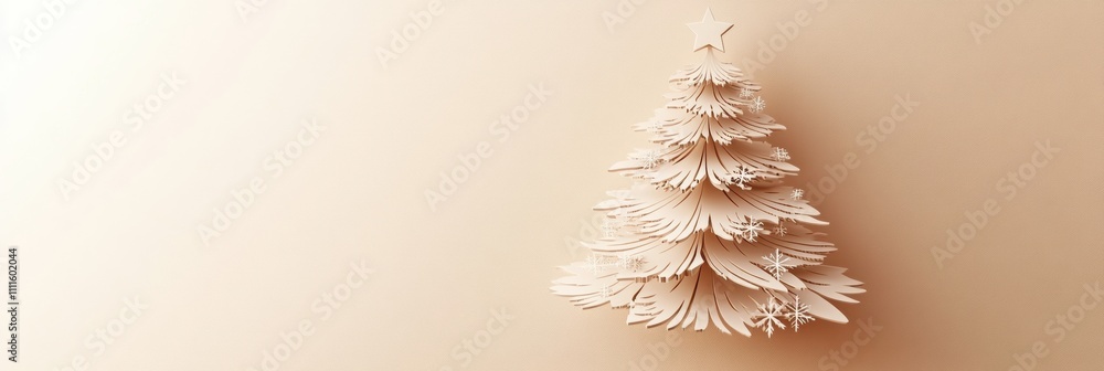 Poster decorative layered 3d christmas tree made from paper offers a blank area for custom text or festive 