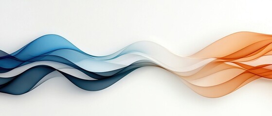 Obraz premium Soft Flowing Waves in Blue and Orange on a Light Background