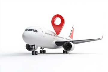 Obraz premium Airplane with Location Pin Symbolizing Travel and Navigation Concept