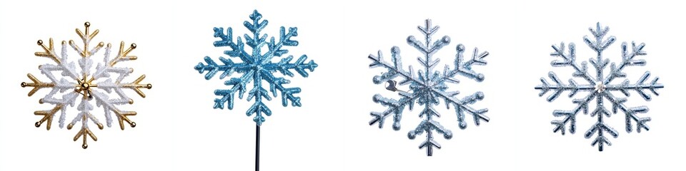 Elegant glittery snowflake Christmas tree topper with a frosted design, perfect for festive holiday decor.