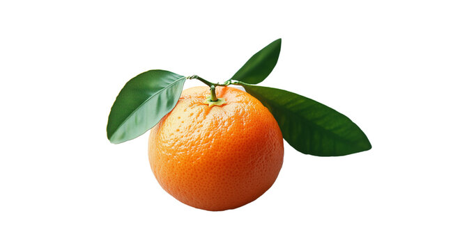 PNG, Tangerine, unpeeled mandarin, isolated on white background, generated by artificial intelligence, AI.