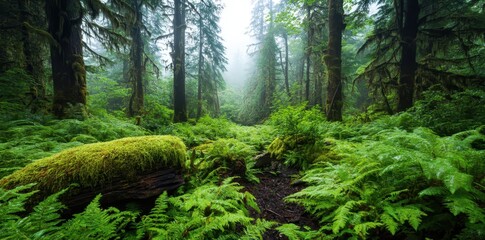 Obraz premium Gentle fog envelops the landscape, creating an ethereal atmosphere of soft humidity and tranquility.