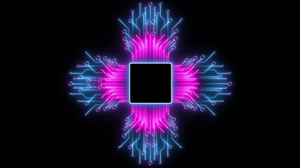 Artificial Intelligence Animated circuit board Motherboard digital chip. PCB Sci-fi chic cyberpunk graphic elements global network of CPU Semiconductor Technology Concept - Powered by Adobe