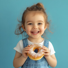 Little girl enjoys sweet donut delight