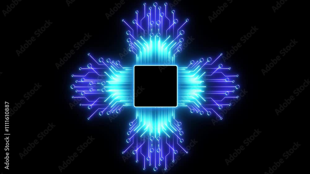 Aufkleber artificial intelligence animated circuit board motherboard digital chip. pcb sci-fi chic cyberpunk g
