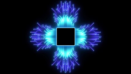 Artificial Intelligence Animated circuit board Motherboard digital chip. PCB Sci-fi chic cyberpunk graphic elements global network of CPU Semiconductor Technology Concept - Powered by Adobe