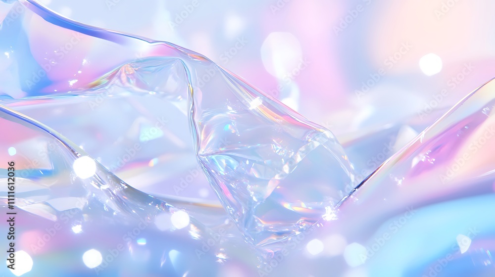 Poster abstract close-up of shimmering crystals and colorful reflections creating a dreamy atmosphere