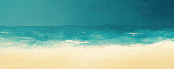 Obraz premium Abstract coastal gradient with shades of turquoise and sandy beach, evoking serene and tranquil atmosphere. Perfect for coastal themed decor