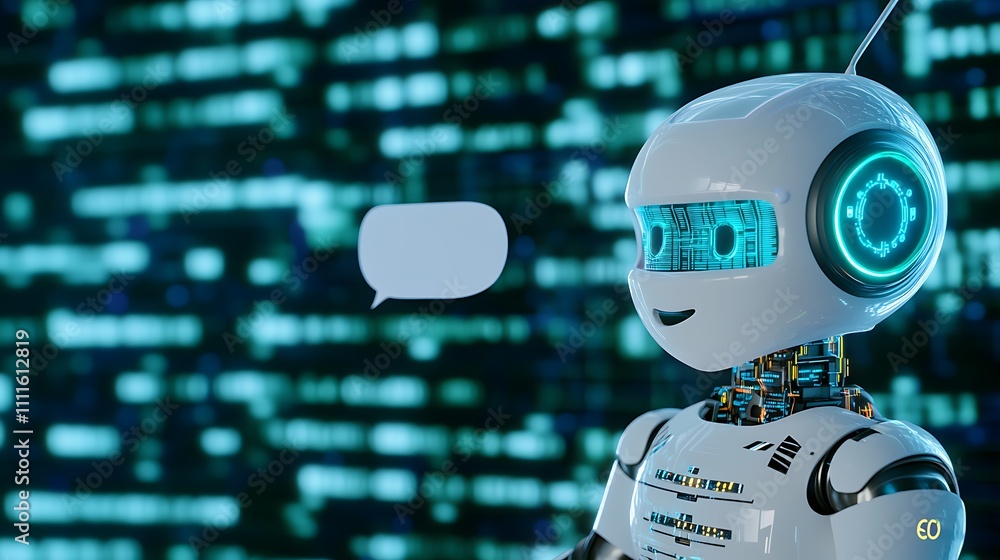 Aufkleber futuristic robot engaging in digital communication in a high-tech world