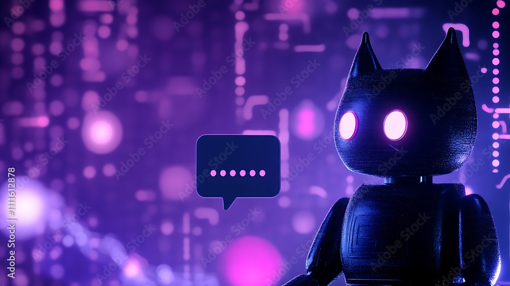 Poster futuristic robot engaging in digital communication in a high-tech world