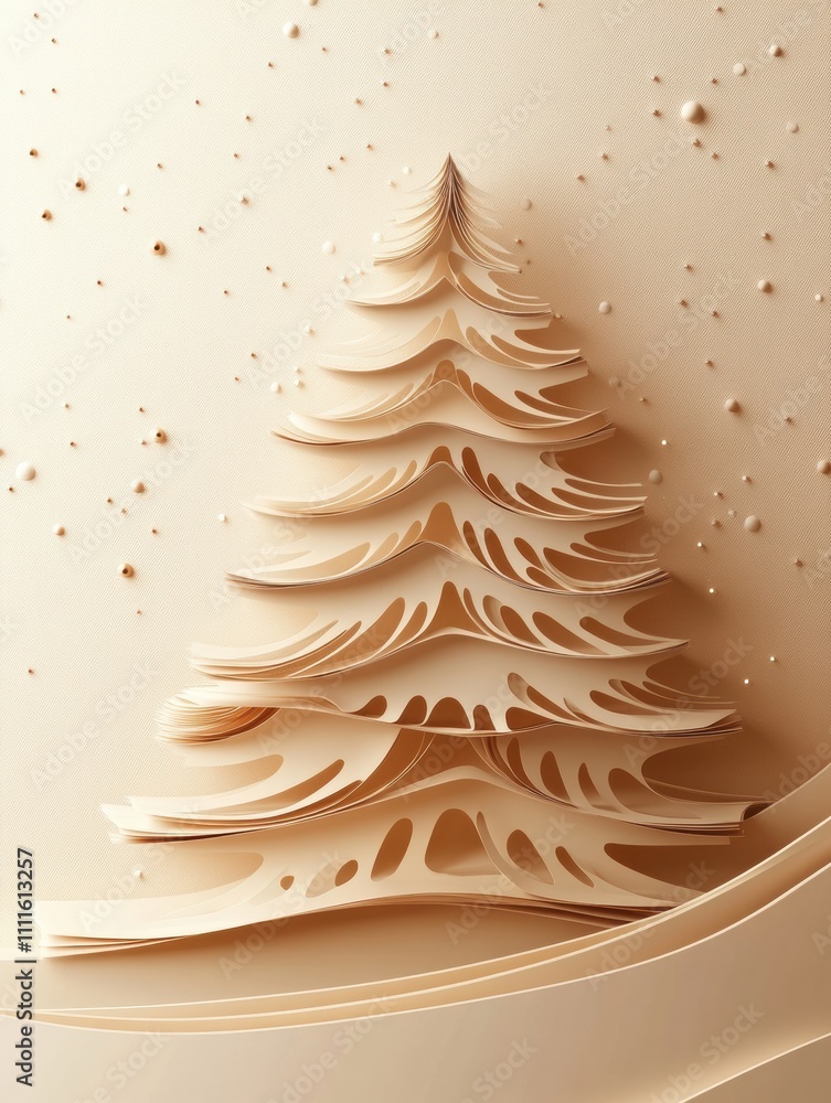 Aufkleber Intricately designed layered 3D paper Christmas tree features blank areas for custom text and decorations, perfect for holiday creativity. Generative AI
