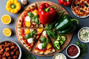 Fresh Colorful Foods Versus Savory Takeout Exploring the Health Benefits of Pizza and Bell Peppers for a Vitality Driven Lifestyle
