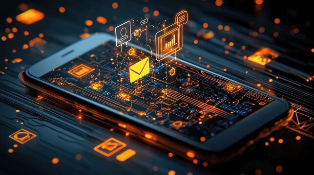 Enhancing marketing strategies high-resolution glowing icons for digital tools online platforms visual content user-centric design marketing innovation