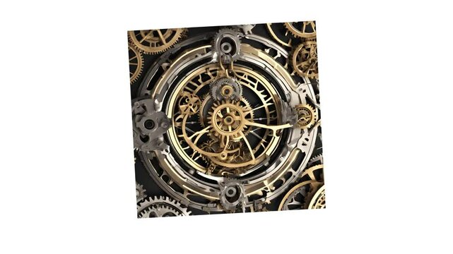  Clockwork Fantasy: Elegant Timepiece Components , Abstract Machinery: Golden Steampunk Movement , Time Machine: Futuristic Gear Assembly,   Mechanical Clockwork Array   in  videos