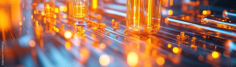 Poster a vibrant, abstract image featuring glowing tubes and soft lights, creating a dynamic interplay of c