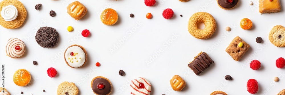 Poster An enticing display of colorful sweets and cookies created for a feast, featuring a blank area for personal notes or messages. Generative AI