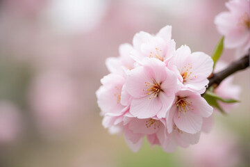 Obraz premium Delicate pink cherry blossoms in full bloom, creating a breathtaking display of nature's beauty.