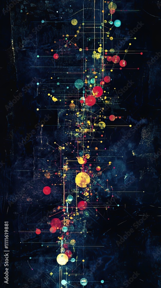 Poster abstract network data visualization colorful circles