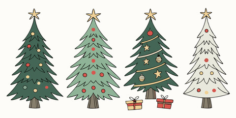 set of christmas trees