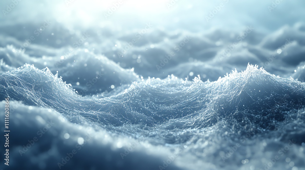 Poster close-up of a snow-covered surface with a blurred background and sparkling snow.