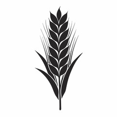 Silhouette Design of Wheat Stalk with Detailed Grains and Elegant Leaves in a Minimalist Natural Style